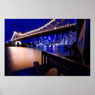 Pôster Ponte da história de Brisbane na noite