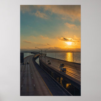 Poster Ponte da Rodovia Causeway da Costa do Golfo