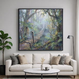 Poster Ponte da Selva Nebulosa - Estilo de Pintura Pastel