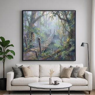 Poster Ponte da Selva Nebulosa - Estilo de Pintura Pastel