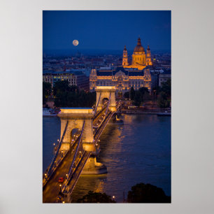 Poster Ponte das Correntes e Lua Cheia à Noite