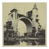 Ponte de Arco Sepia Antiga Mercado do Rio