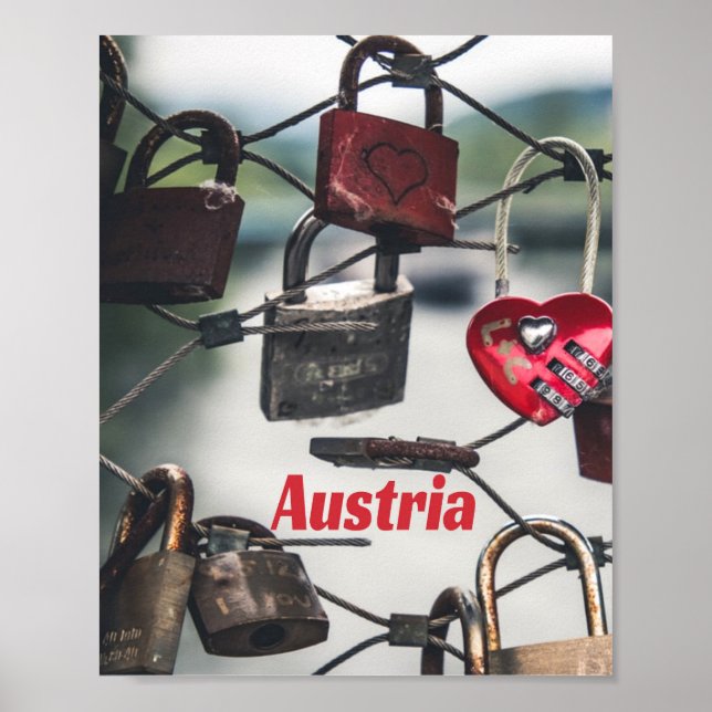 Poster Ponte de Blocos de Amor pela Áustria em Salzburgo (Frente)
