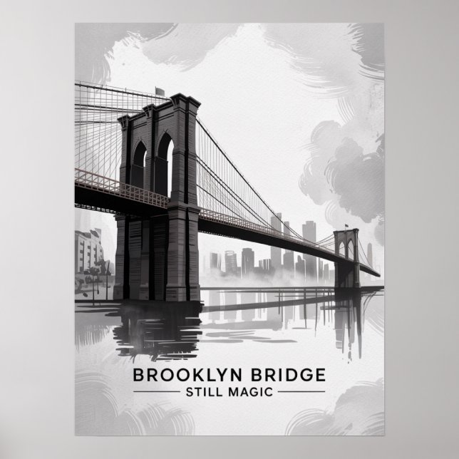 Poster Ponte de Brooklyn Ainda Mágica Monocromática (Frente)