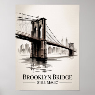 Poster Ponte de Brooklyn Ainda Mágica Tinta Sepia