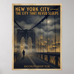 Poster Ponte de Brooklyn Cidade de Nova York Noir Viagem