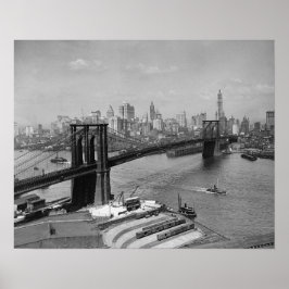 Poster Ponte de Brooklyn e horizonte de Nova York, 1920. 