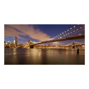 Pôster Ponte de Brooklyn e Manhattan na noite