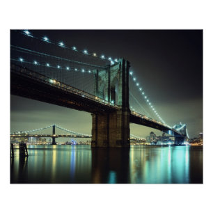 Pôster Ponte de Brooklyn na ponte de Manhattan da noite
