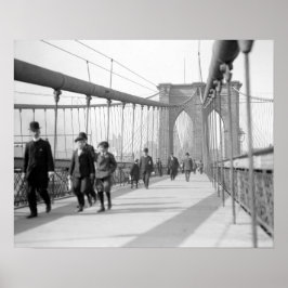 Pôster Ponte de Brooklyn Pedestres, 1909. Foto Antiga