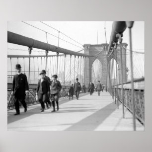 Pôster Ponte de Brooklyn Pedestres, 1909. Foto Antiga
