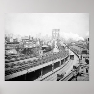 Poster Ponte de Brooklyn Terminal, 1903. Foto do vintage