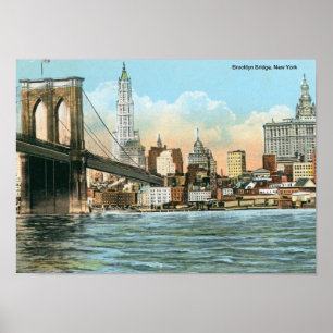 Pôster Ponte de Brooklyn, vintage de New York