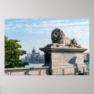 Poster Ponte de Cadeia Szechenyi e Parlamento de Budapest