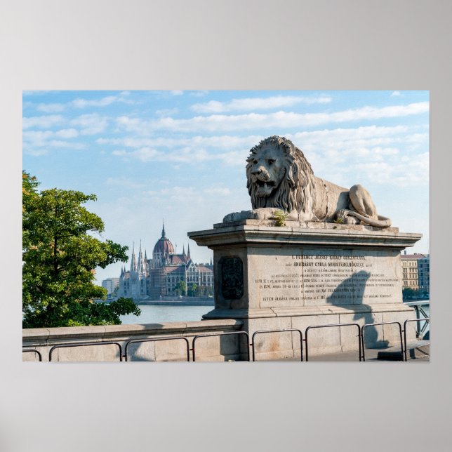 Poster Ponte de Cadeia Szechenyi e Parlamento de Budapest (Frente)