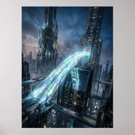 Poster Ponte de Energia Futurista Arte da Cidade