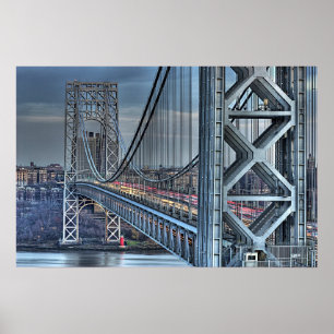 Poster Ponte de George Washington & o farol vermelho NYC
