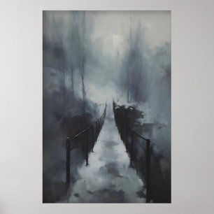Poster Ponte de Inverno Sobre Córrego Congelado, Gótico N
