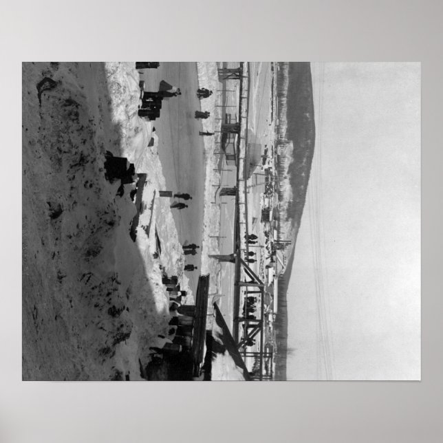 Poster Ponte de inverno sobre o rio em Fairbanks (Frente)