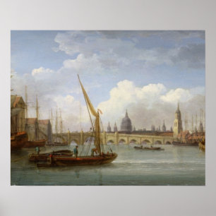 Pôster Ponte de Londres, com a catedral de St Paul nos Di