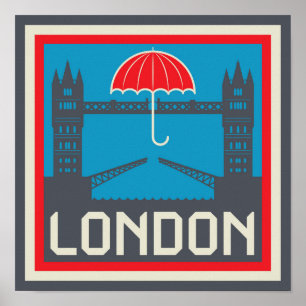 Pôster Ponte de Londres com guarda-chuva