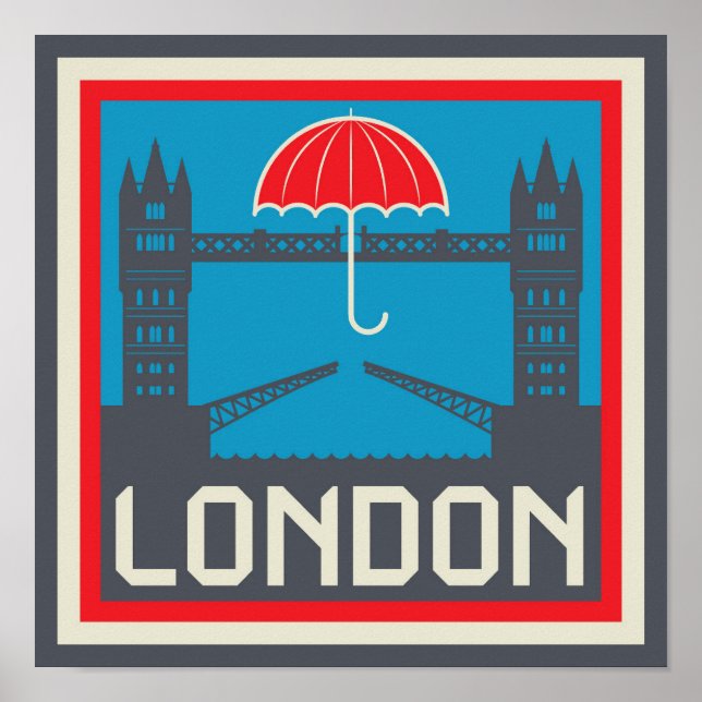 Pôster Ponte de Londres com guarda-chuva (Frente)