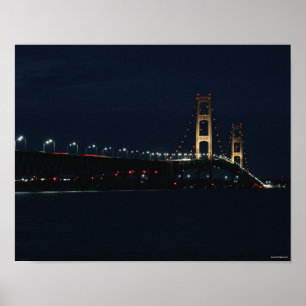 Pôster Ponte de Mackinac na noite