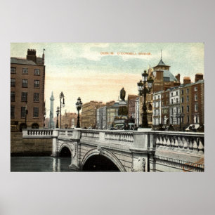 Pôster Ponte de O'Connell, vintage 1915 de Dublin,