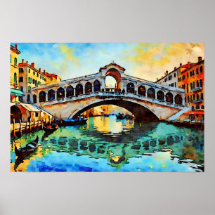 Poster Ponte de Rialto Aquarela