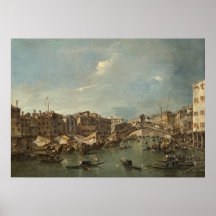 Ponte de Rialto, Veneza - F Guardi Cartaz de Arte 