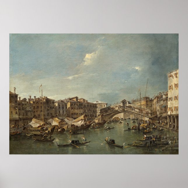 Poster Ponte de Rialto, Veneza - F Guardi Cartaz de Arte  (Frente)