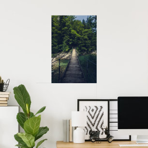 Poster Ponte de suspensão simples sobre o rio Idrijca, Es
