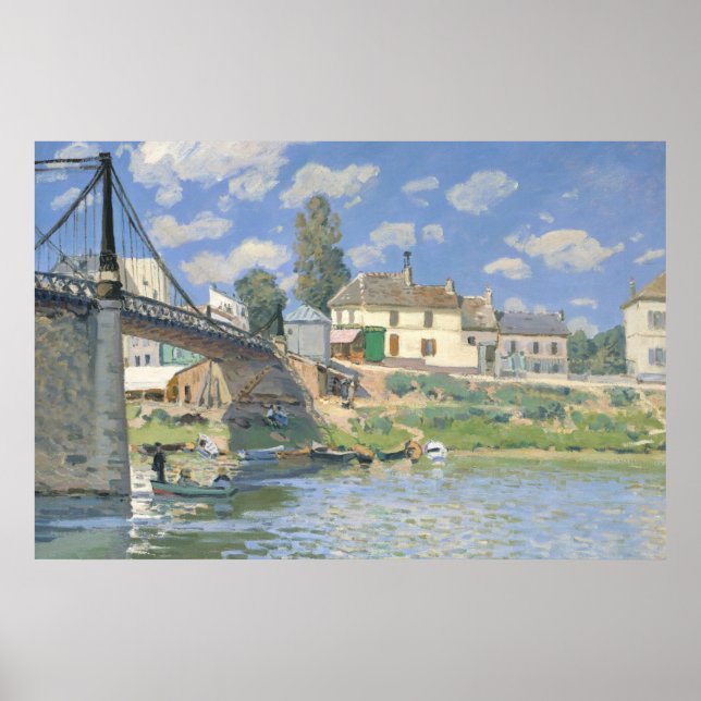 Poster Ponte de Villeneu por Sisley Impressionista Paint (Frente)