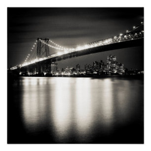 Pôster Ponte de Williamsburg na Nova Iorque na noite