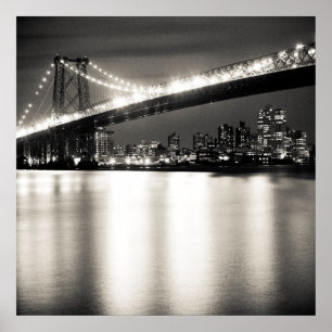 Poster Ponte de Williamsburg na Nova Iorque na noite