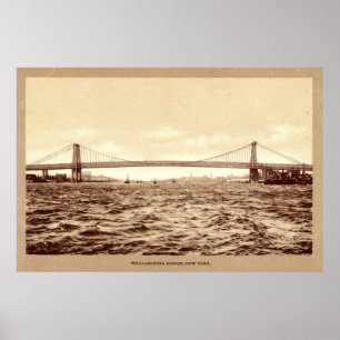 Pôster Ponte de Williamsburg, vintage 1907 da Nova Iorque