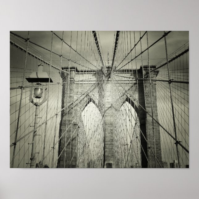 Pôster Ponte do Brooklyn em preto e branco, pequena (Frente)