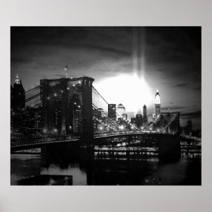 Poster Ponte do Brooklyn, Nova Iorque preto e branco