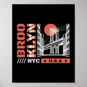 Poster Ponte do Brooklyn NYC Gráfico Nova York Urbana