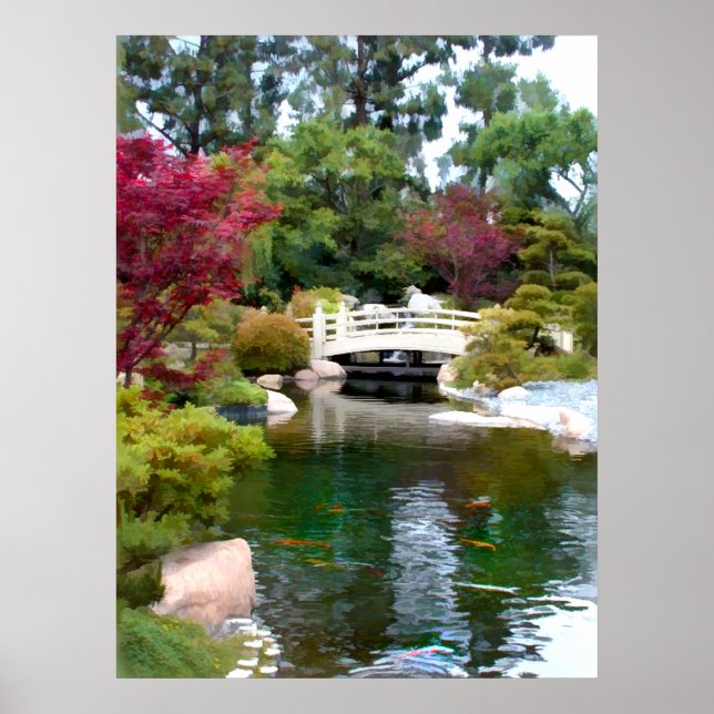 Poster Ponte do Jardim Japonês e Koi Pond (Frente)