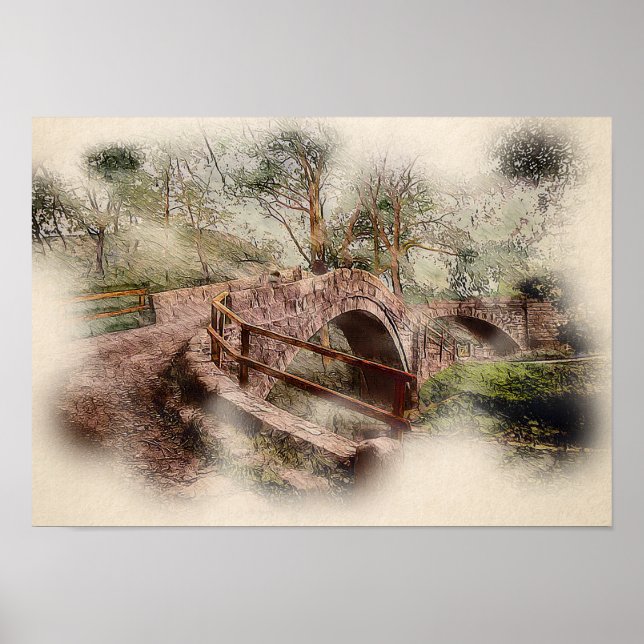Poster Ponte do Mendigo Glaisdale - Atmosférico Yorkshire (Frente)