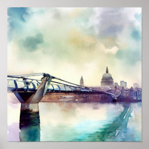 Poster Ponte do Milênio (D) de Londres, Watercolor