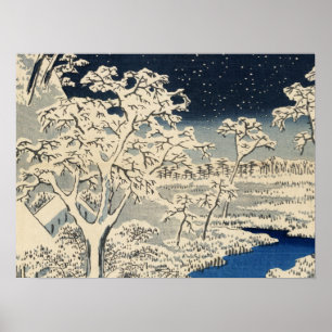 Pôster Ponte do Tambor em Meguro, por Ando Hiroshige