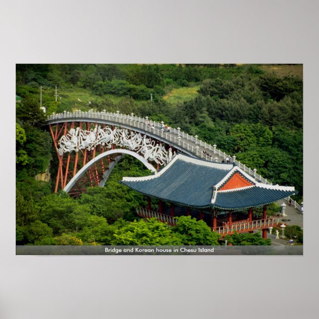 Poster Ponte e casa coreana na ilha de Chesu (Frente)
