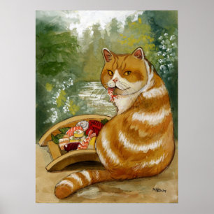 Poster Ponte enevoada do gato do sushi