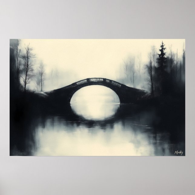 Poster Ponte Enigmática em Meio a Reflexos Nebulosos em P (Frente)