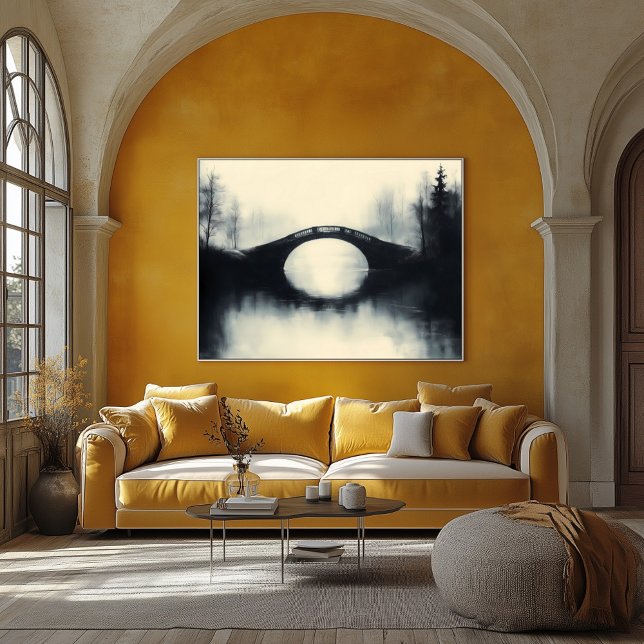 Poster Ponte Enigmática entre Reflexões de Foggy em B&W (Criador carregado)