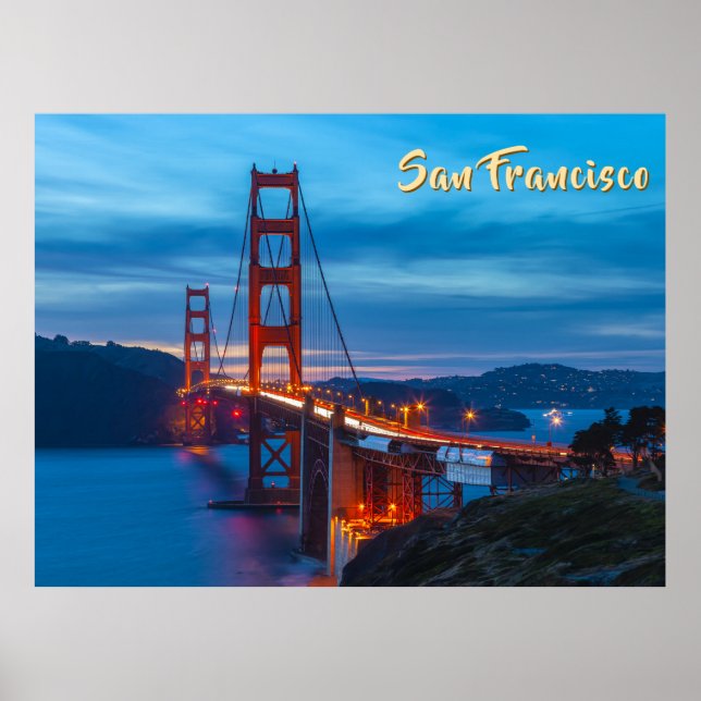 Poster Ponte Golden Gate ao Crepúsculo (Frente)