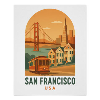 Pôster Ponte Golden Gate de São Francisco Viagem Vintage
