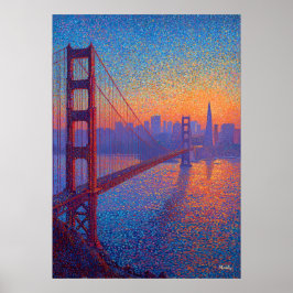 Poster Ponte Golden Gate Pointilismo São Francisco